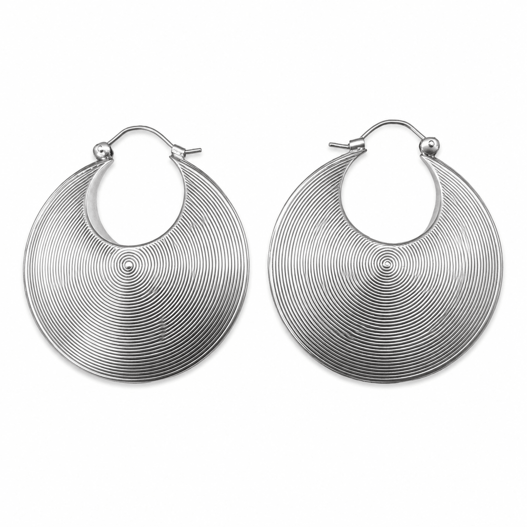 Kreolen mit Spiralmuster aus Silber - Atelier Tibet