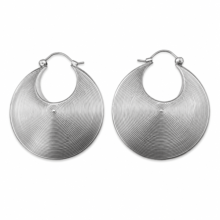 Kreolen mit Spiralmuster aus Silber - Atelier Tibet