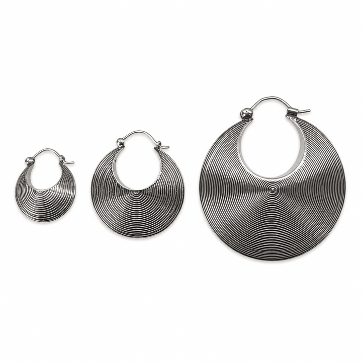 Kreolen mit Spiralmuster aus Silber - Atelier Tibet