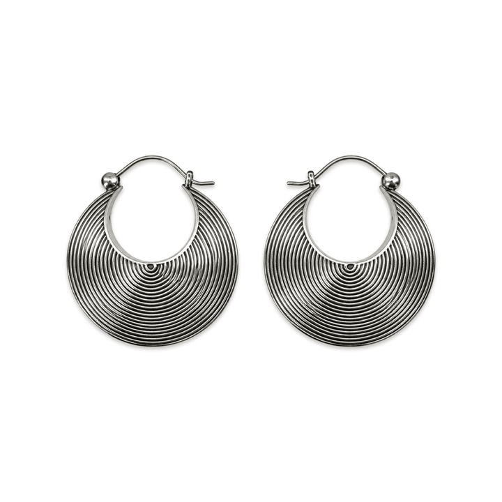 Kreolen mit Spiralmuster aus Silber - Atelier Tibet