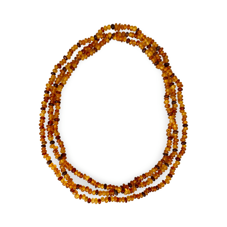 Lange Dreifach - Halskette aus verschiedenfargbigen Bernsteinen - Atelier Tibet