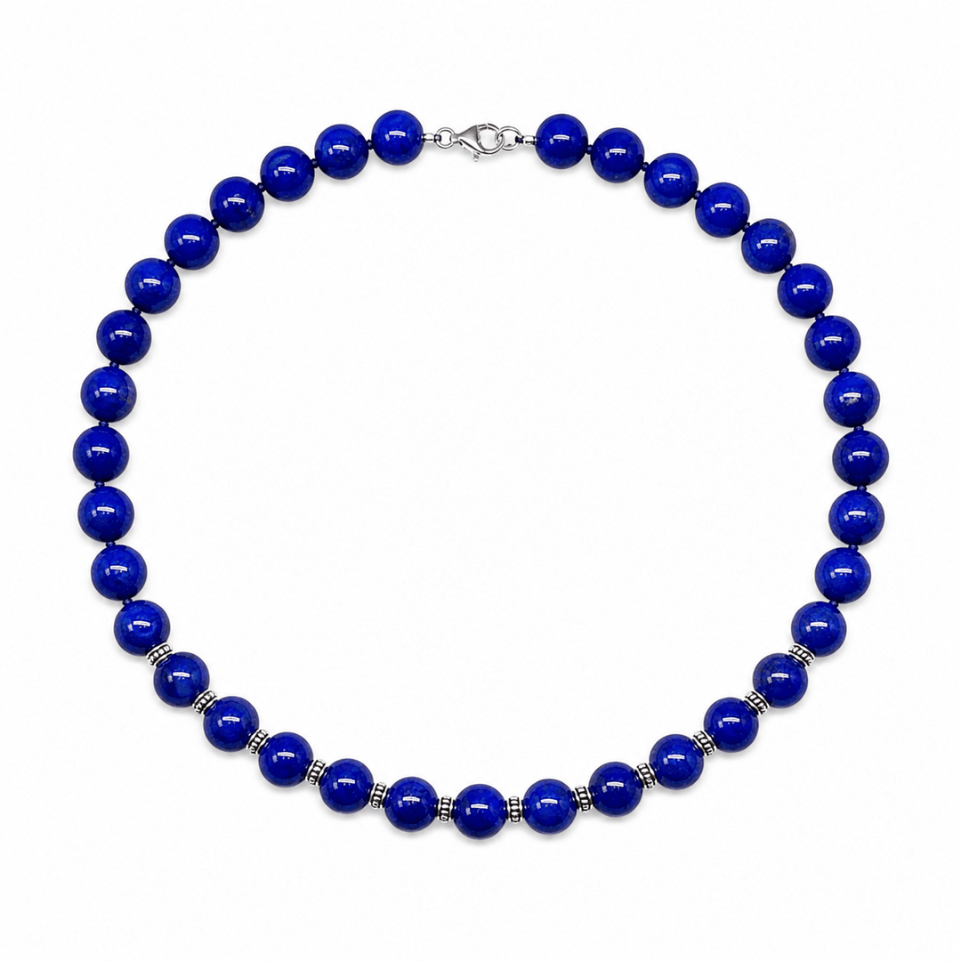 Lapis Lazuli - Kette mit Silberelementen - Atelier Tibet
