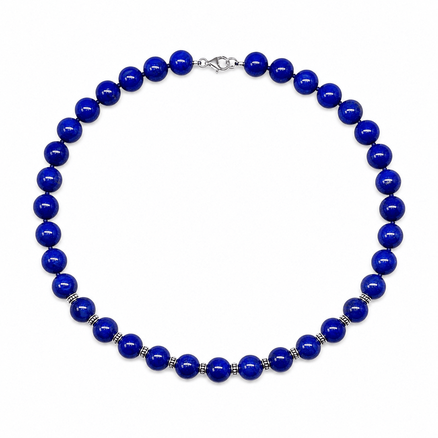 Lapis Lazuli - Kette mit Silberelementen - Atelier Tibet