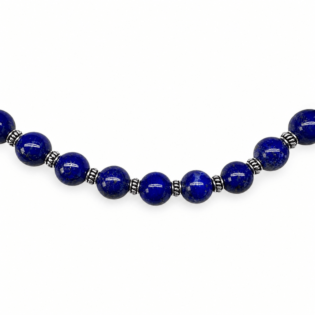 Lapis Lazuli - Kette mit Silberelementen - Atelier Tibet