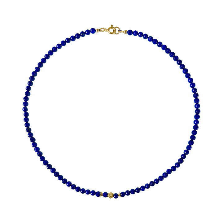 Lapis Lazuli - Kette mit vergoldeten Silberperlen - Atelier Tibet