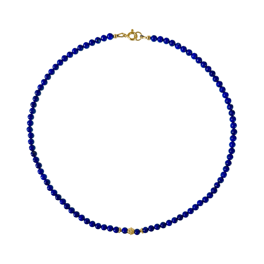 Lapis Lazuli - Kette mit vergoldeten Silberperlen - Atelier Tibet