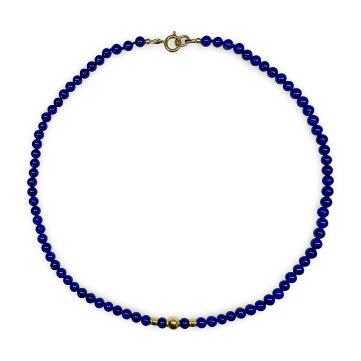 Lapis Lazuli - Kette mit vergoldeten Silberperlen - Atelier Tibet