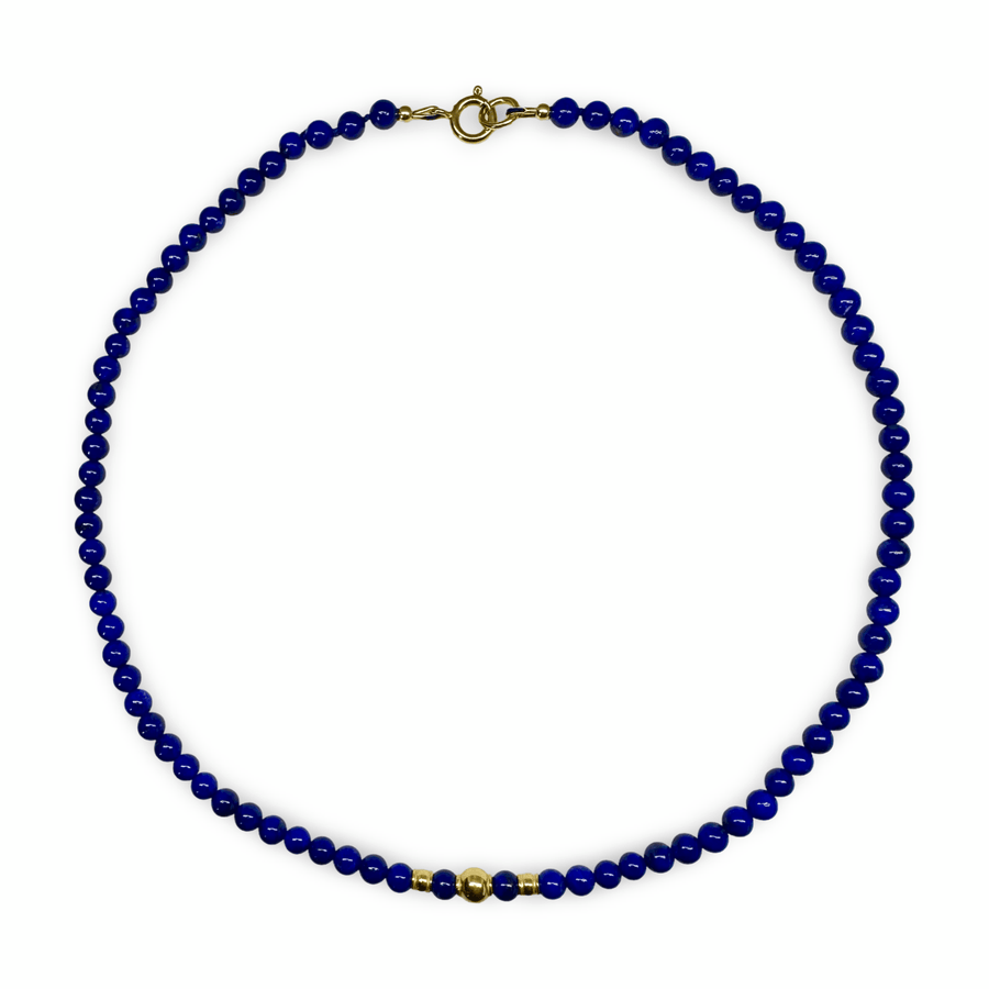 Lapis Lazuli - Kette mit vergoldeten Silberperlen - Atelier Tibet