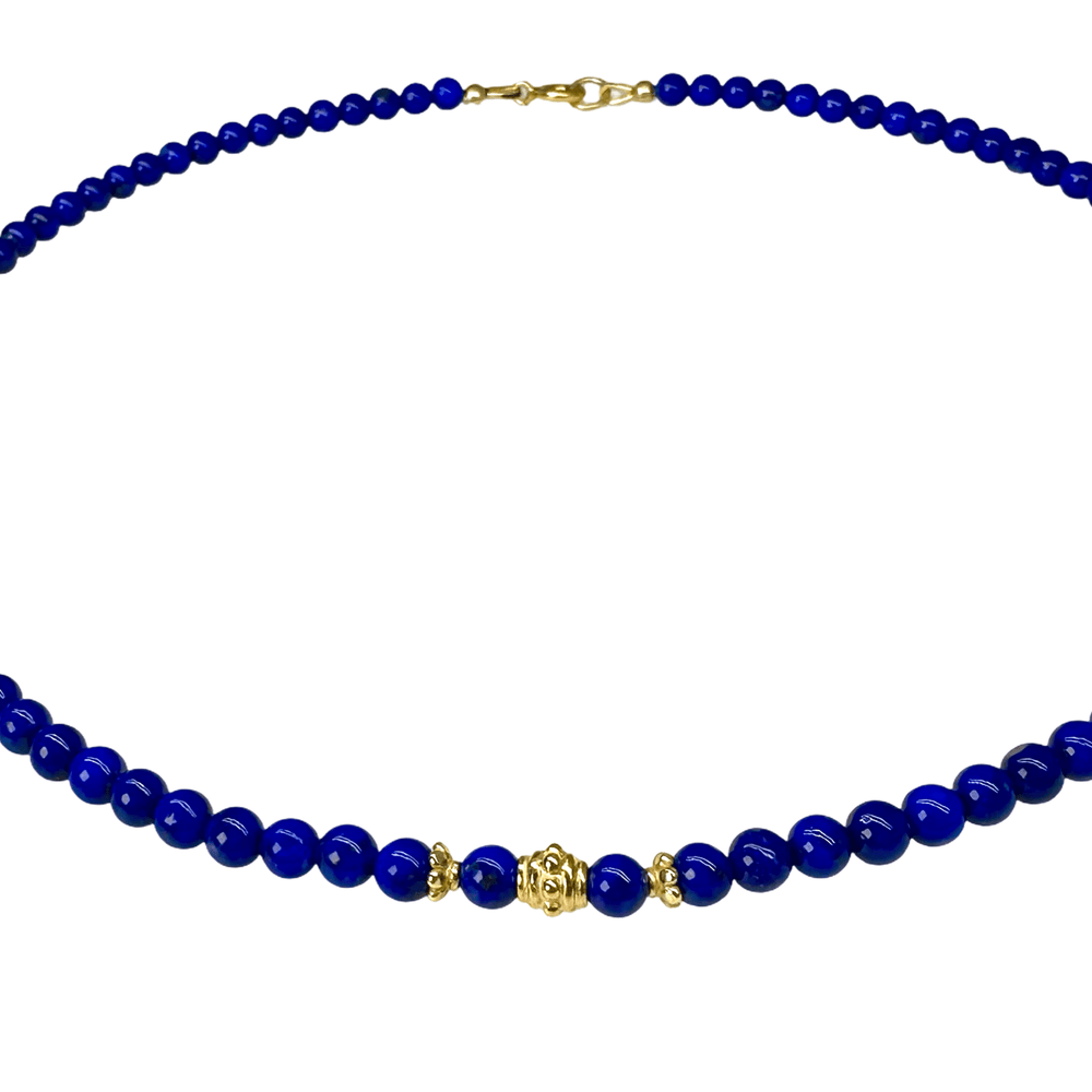 Lapis Lazuli - Kette mit vergoldeten Silberperlen - Atelier Tibet