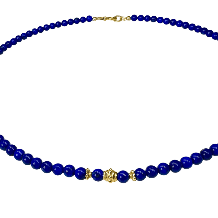 Lapis Lazuli - Kette mit vergoldeten Silberperlen - Atelier Tibet