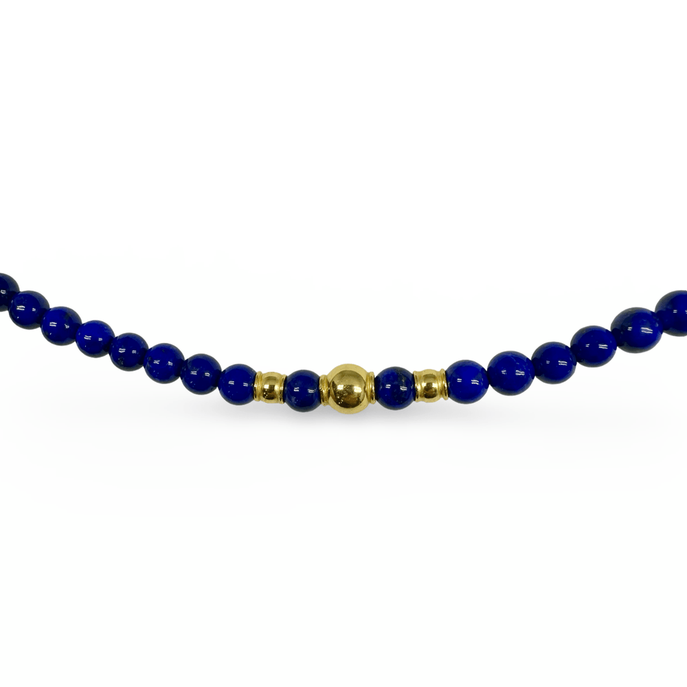 Lapis Lazuli - Kette mit vergoldeten Silberperlen - Atelier Tibet
