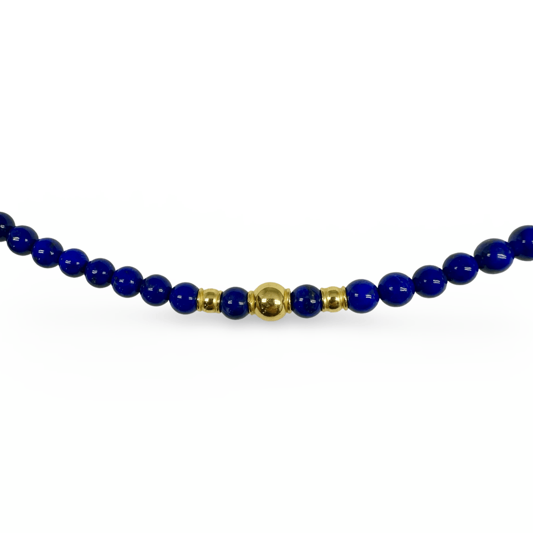 Lapis Lazuli - Kette mit vergoldeten Silberperlen - Atelier Tibet