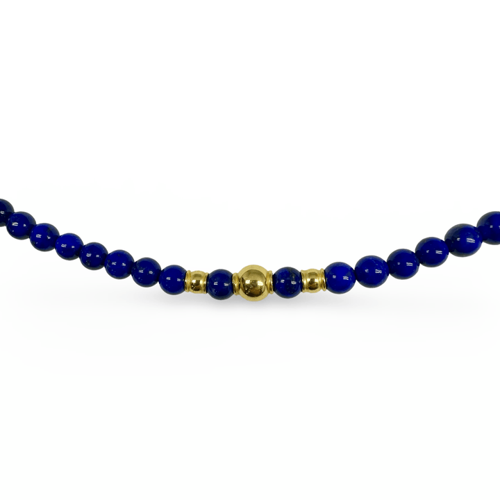 Lapis Lazuli - Kette mit vergoldeten Silberperlen - Atelier Tibet