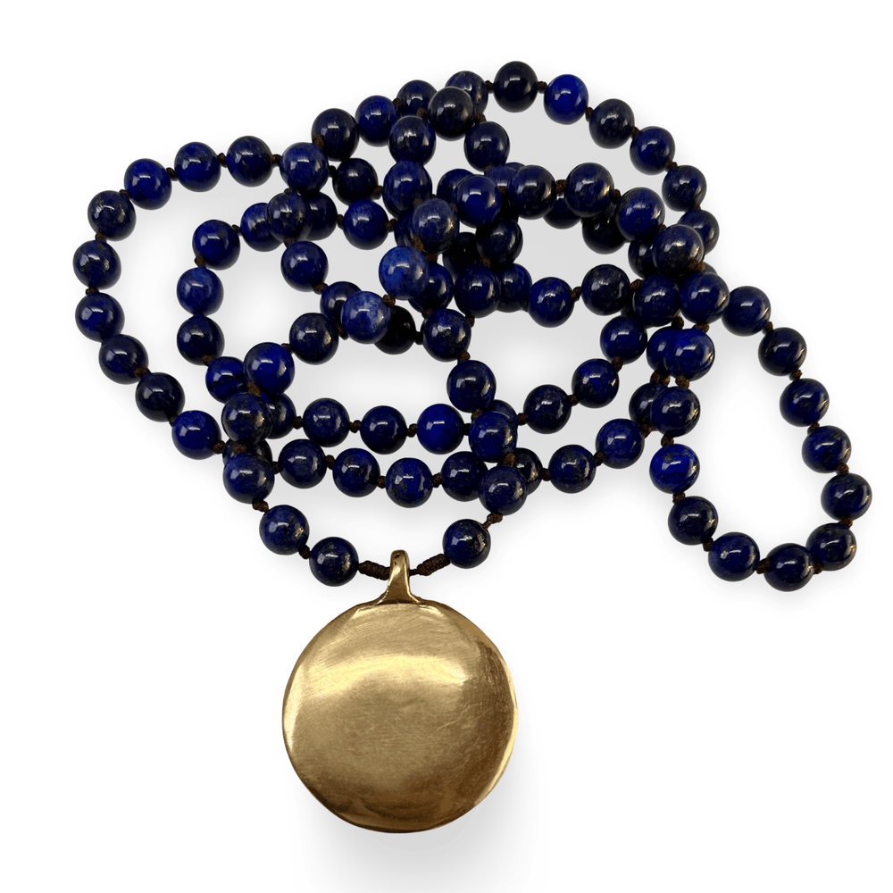 Lapis Lazuli Mala mit Schutz - Amulett - Atelier Tibet