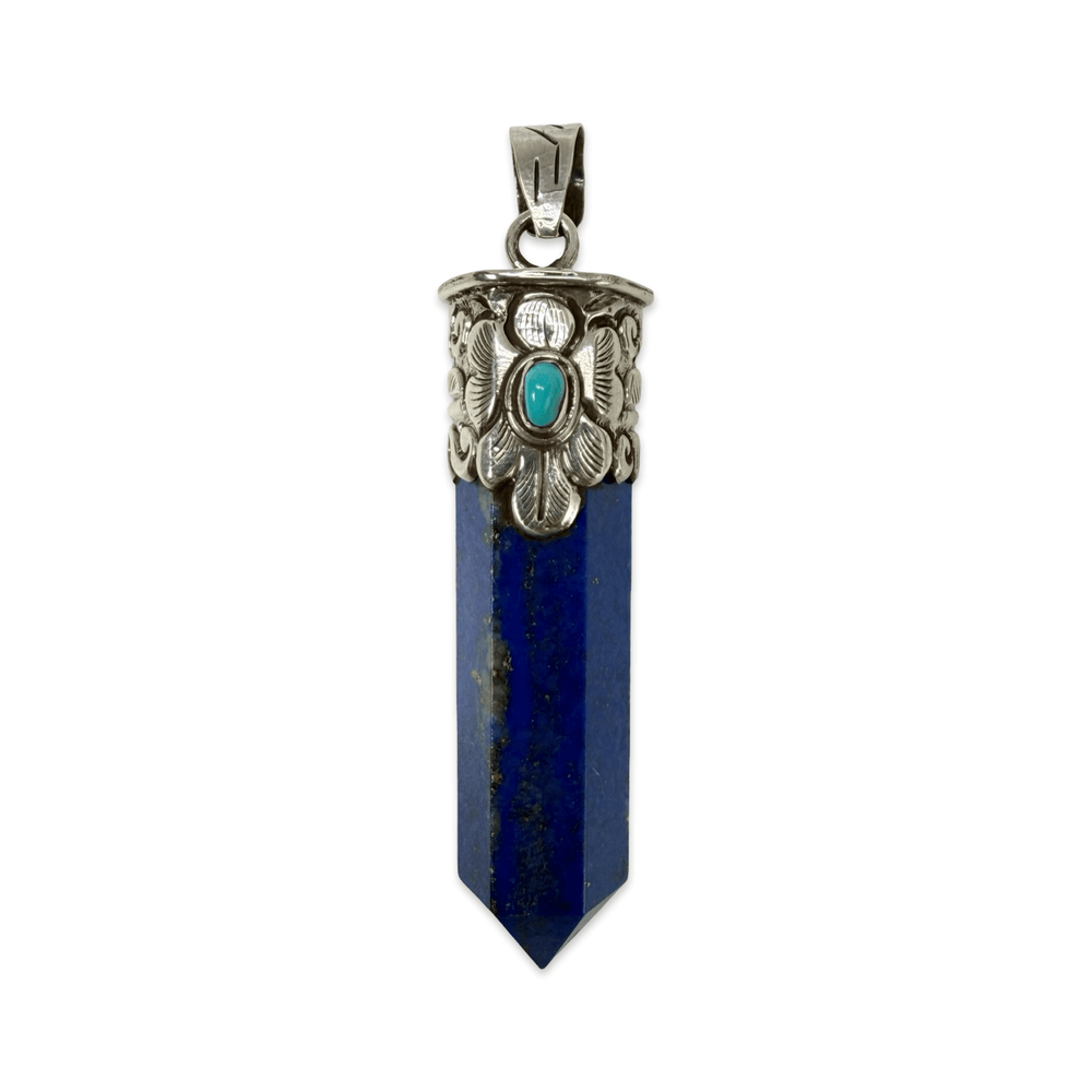 Lapislazuli-Anhänger mit Silberfassung und Türkis - Atelier Tibet