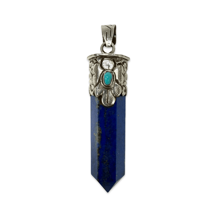 Lapislazuli-Anhänger mit Silberfassung und Türkis - Atelier Tibet