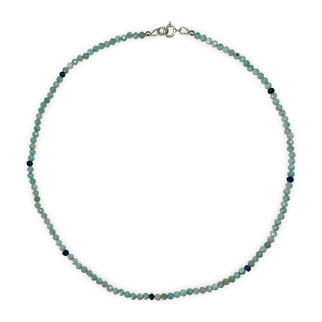 Larimar - Halskette mit Lapis Lazuli - Atelier Tibet