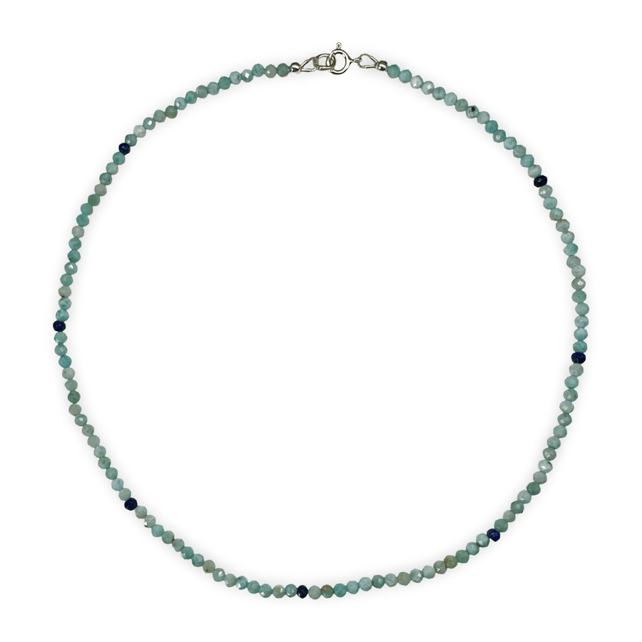 Larimar - Halskette mit Lapis Lazuli - Atelier Tibet