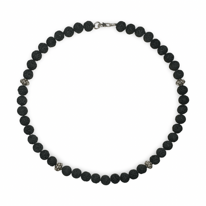 Lava - Kette mit Silber - Perlen - Atelier Tibet