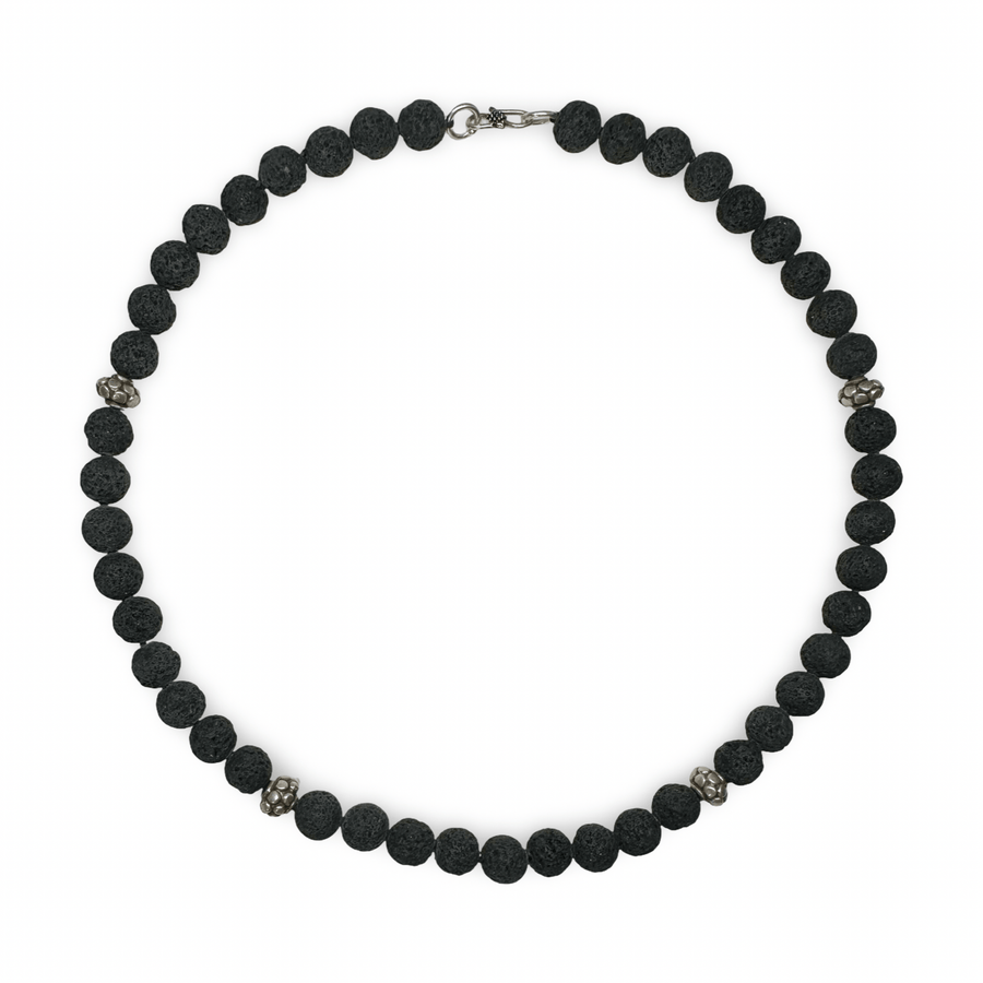 Lava - Kette mit Silber - Perlen - Atelier Tibet