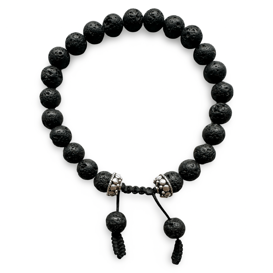 Lava Mala - Armband mit Silber - Verzierung - Atelier Tibet