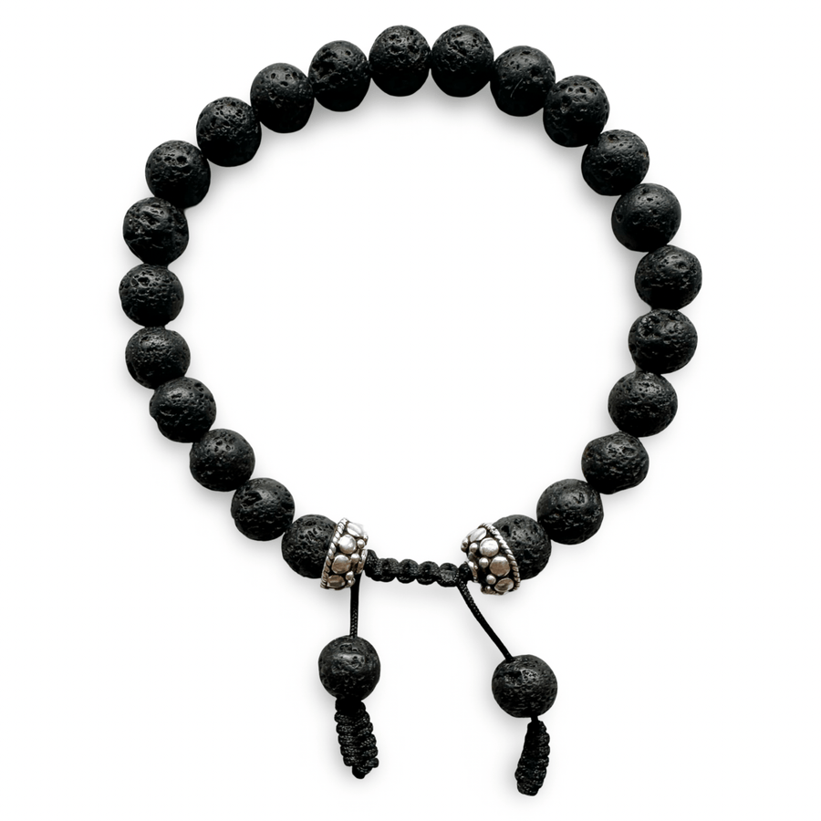 Lava Mala - Armband mit Silber - Verzierung - Atelier Tibet
