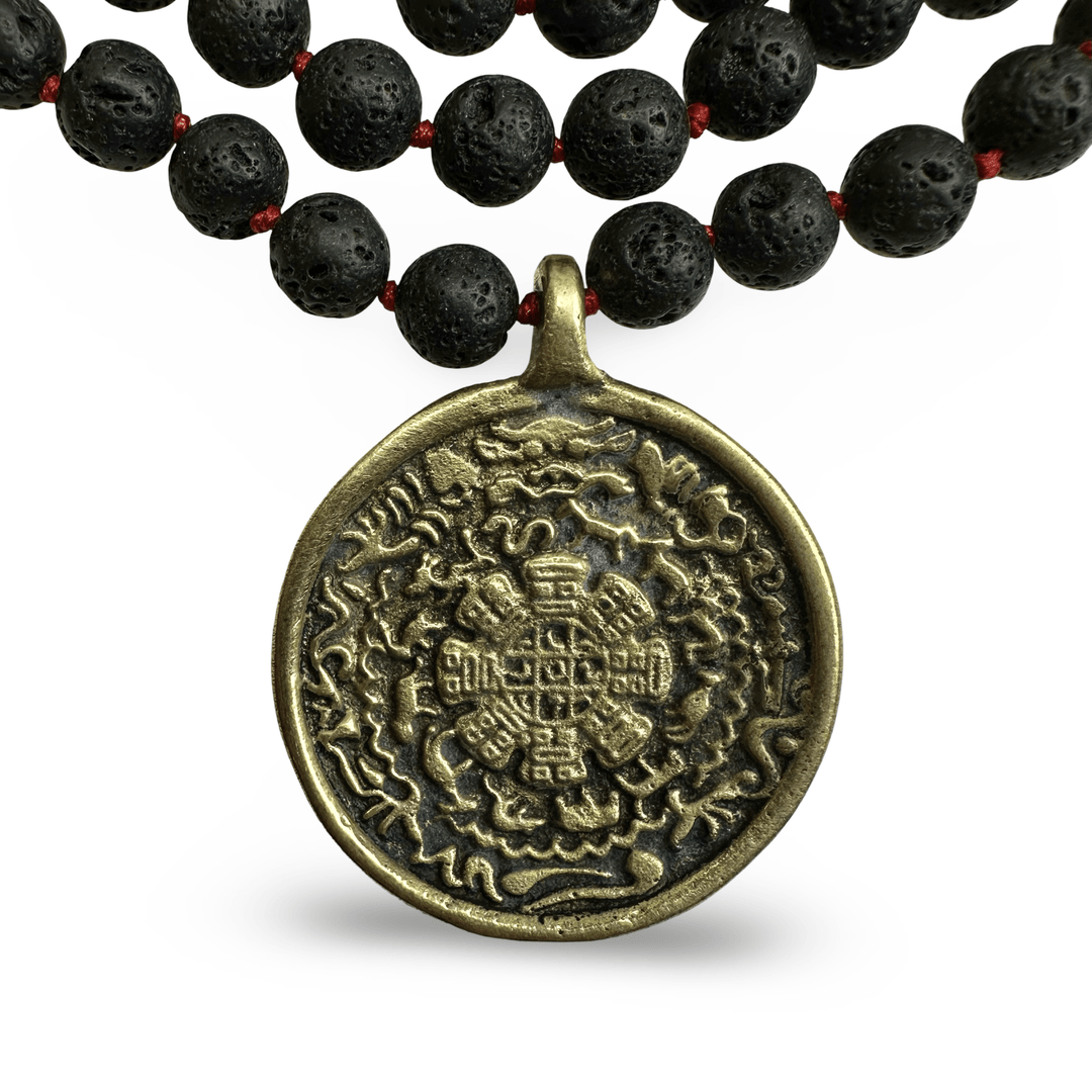 Lava - Mala mit Schutz - Amulett - Atelier Tibet