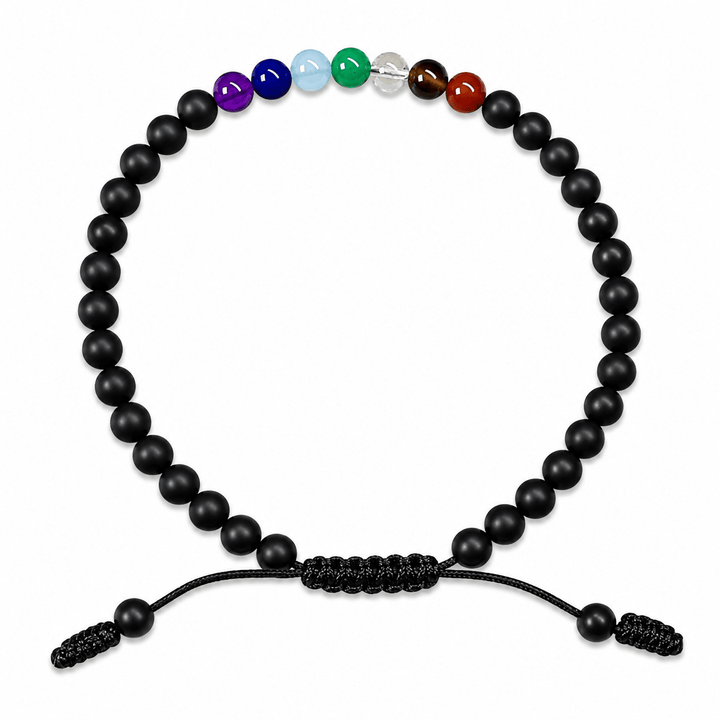Lebhaftes 7-Chakra-Armband aus Onyx (4 mm) - Atelier Tibet