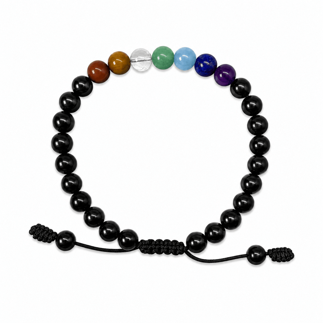 Lebhaftes 7-Chakra-Armband aus Onyx (6 mm) - Atelier Tibet