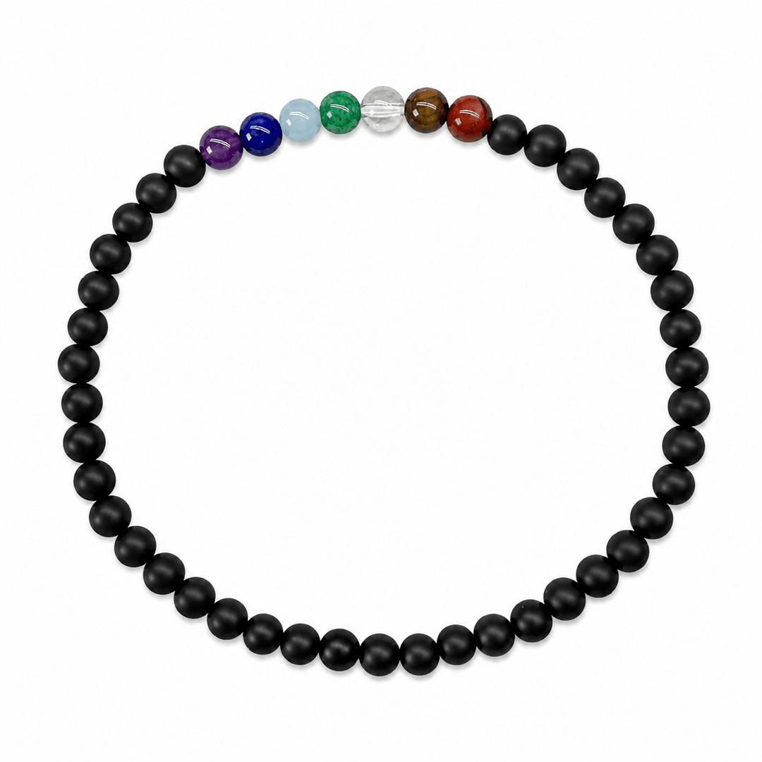 Lebhaftes elastisches 7-Chakra-Armband aus Onyx - Atelier Tibet