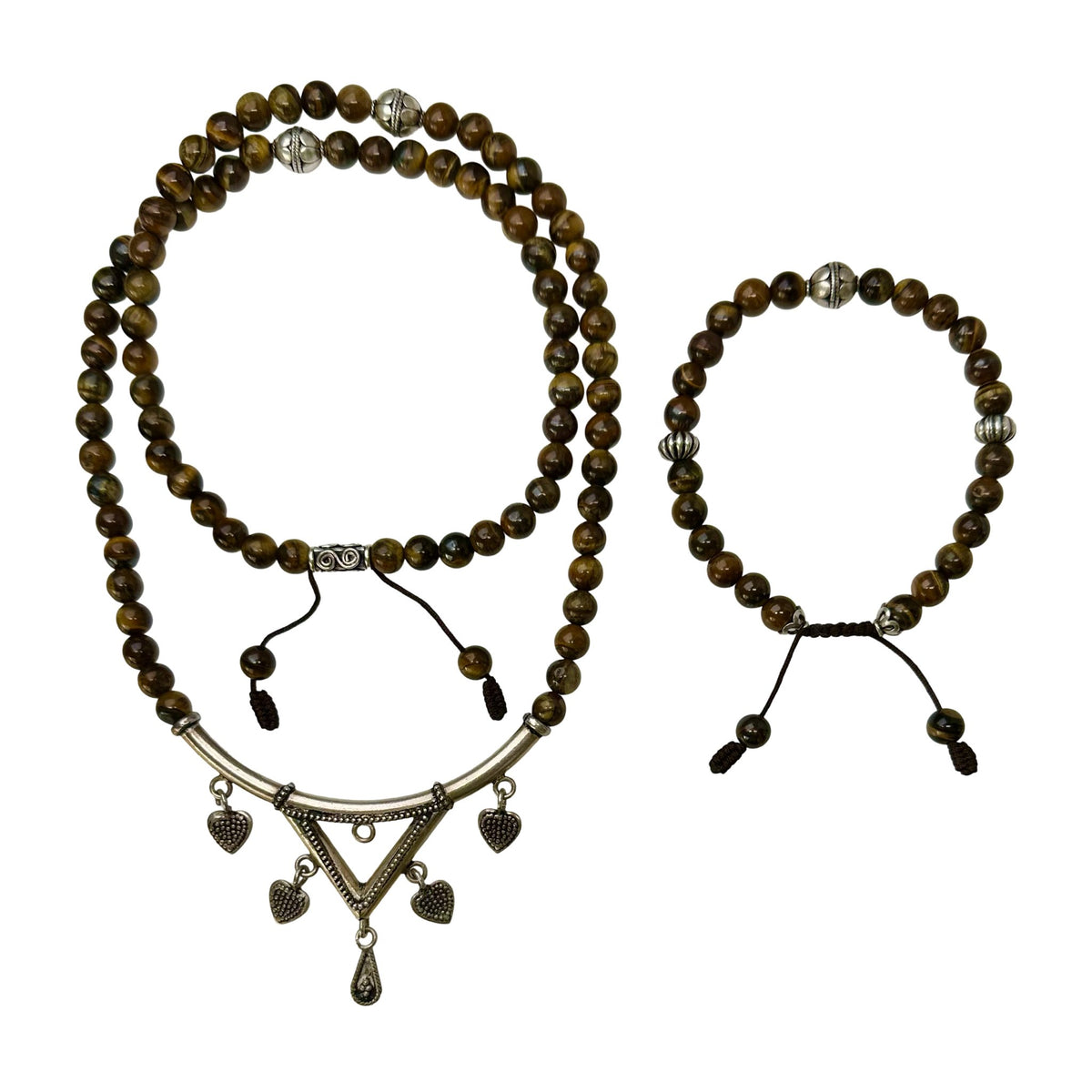 Limited Edition #14: Ensemble aus Tigerauge und Vintage Silber - Atelier Tibet