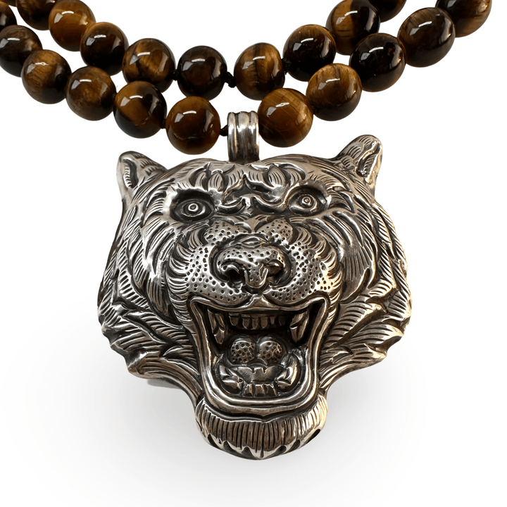 Limited Edition #16: Tigerauge - Kette mit Silber Tiger - Anhänger - Atelier Tibet