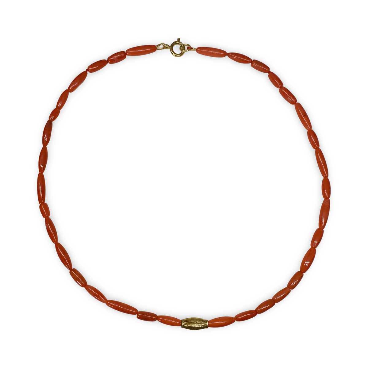 Limited Edition 18: Zierliche Kette aus Koralle und altem indischem Gold - Atelier Tibet