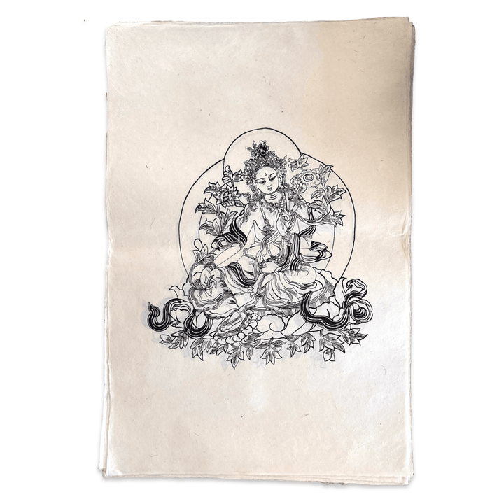 Lokta-Bogen mit Grüner Tara - Atelier Tibet