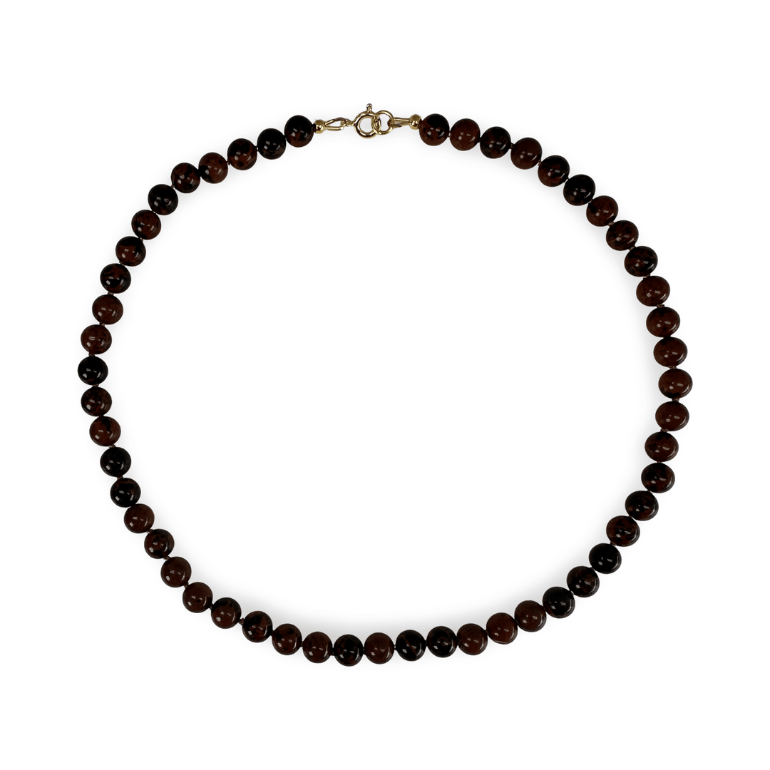 Mahagoni - Obsidian Halskette - Atelier Tibet