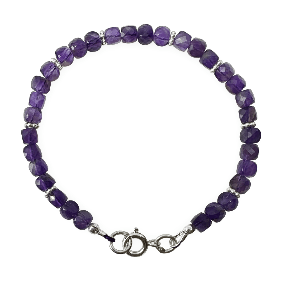 Mala Armband aus Amethyst, mit oder ohne Silberperlen - Atelier Tibet
