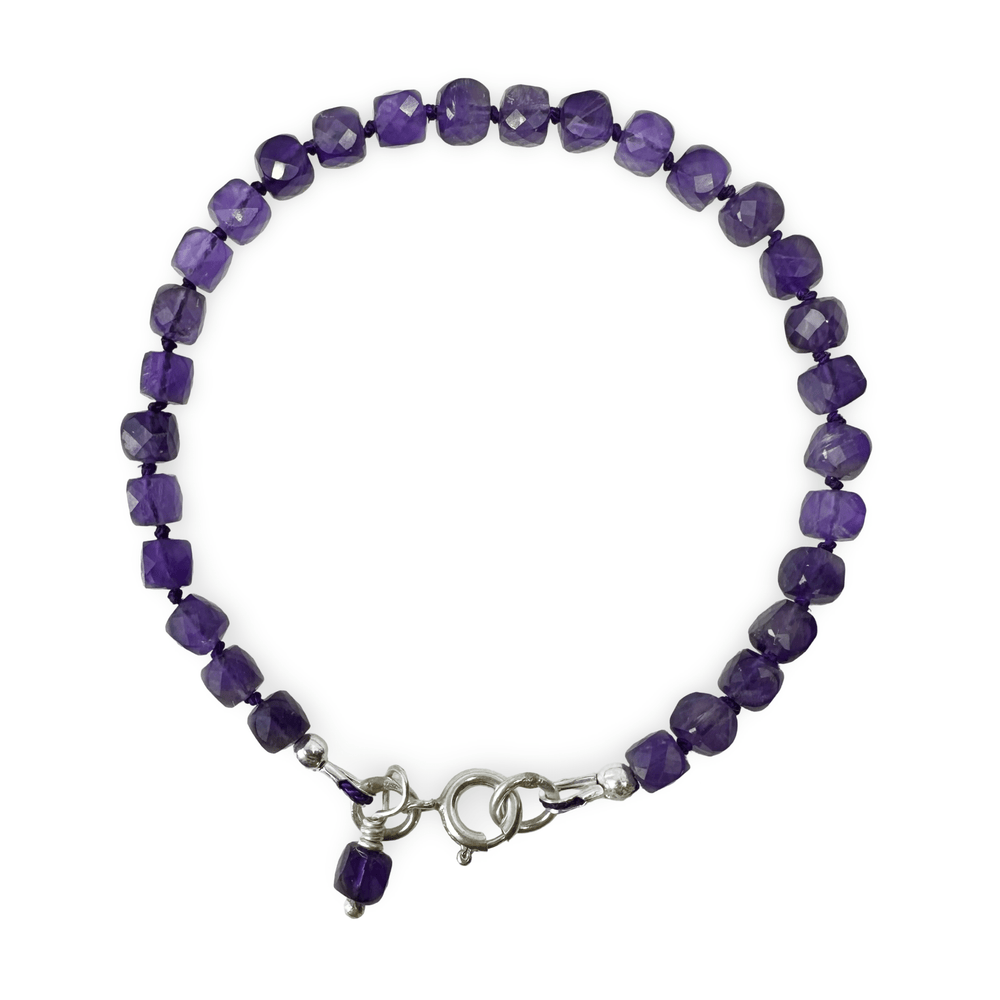 Mala Armband aus Amethyst, mit oder ohne Silberperlen - Atelier Tibet