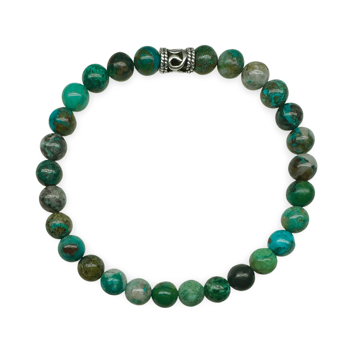 Mala - Armband aus Chrysokoll und Silber - Atelier Tibet