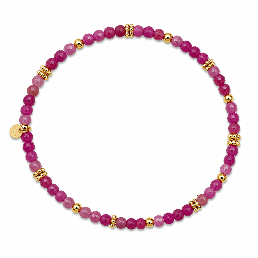 Mala Armband aus facettiertem Rubin und vergoldeten Silberperlen - Atelier Tibet
