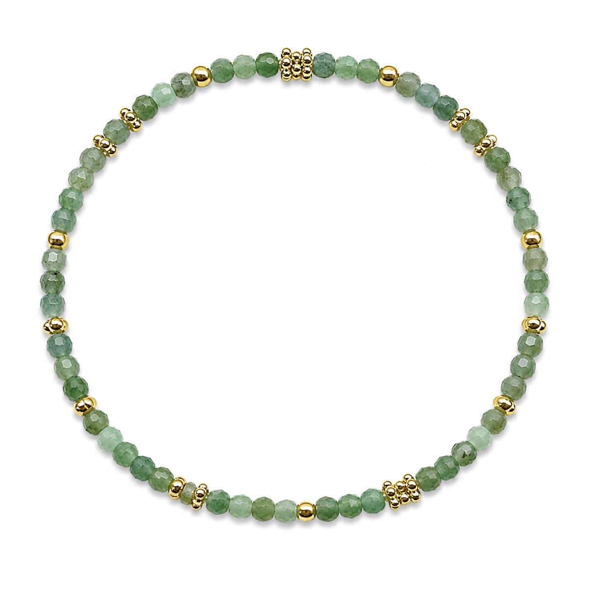 Mala Armband aus facettiertem Smaragd und vergoldeten Silberperlen - Atelier Tibet