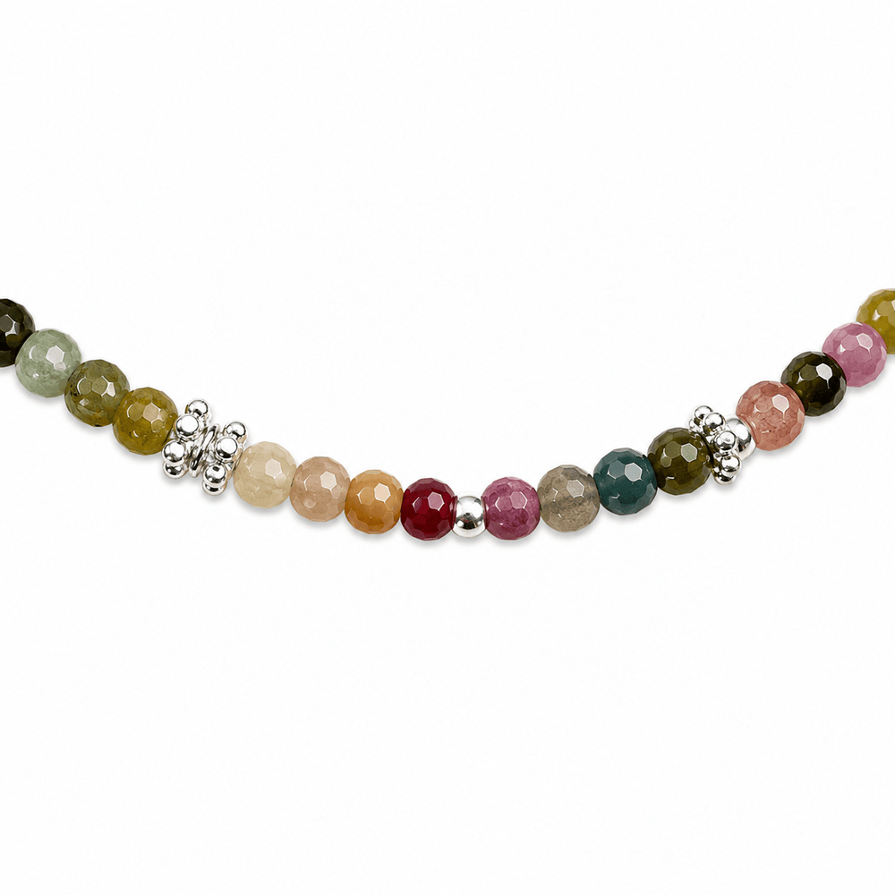 Mala Armband aus facettiertem Turmalin und Silberperlen - Atelier Tibet