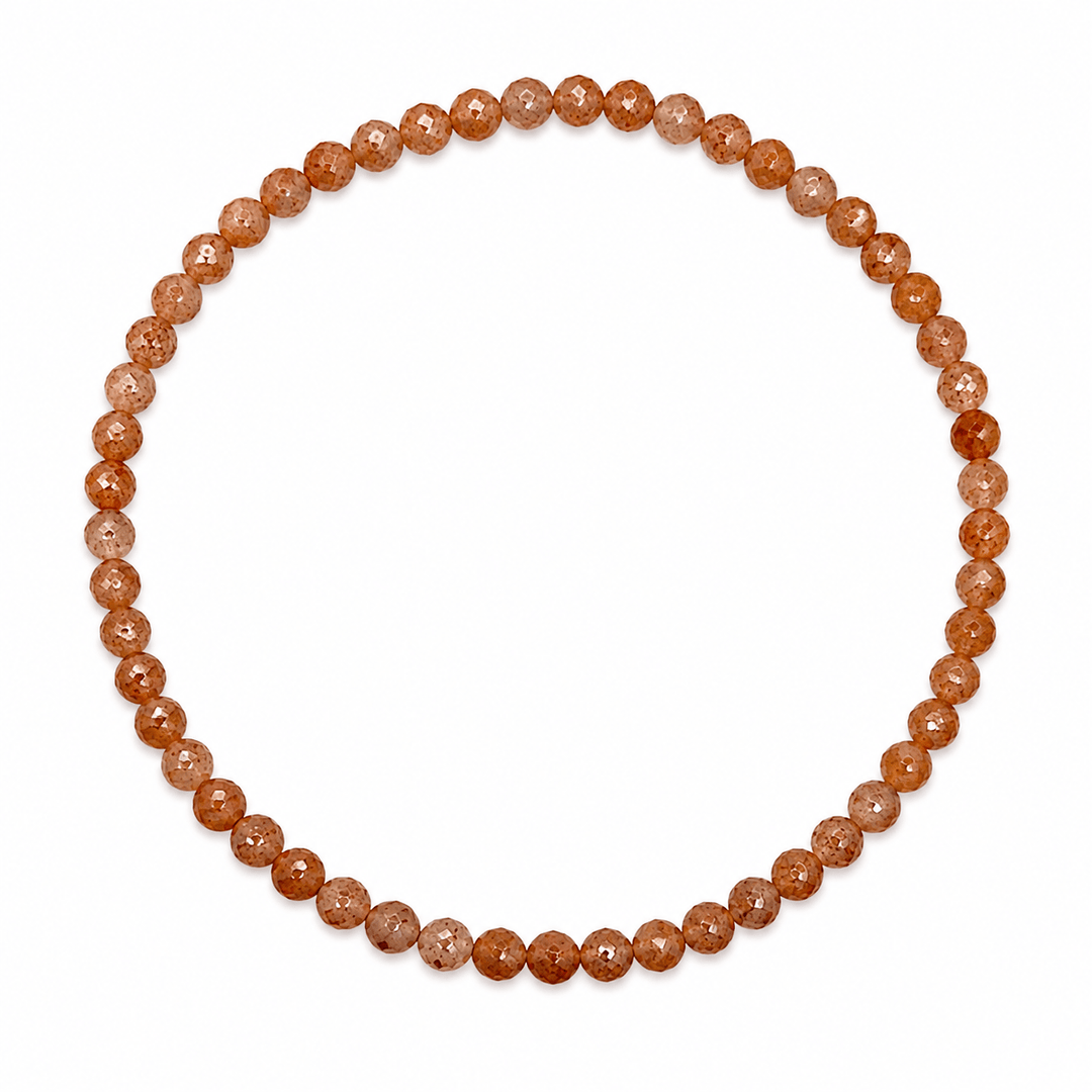 Mala Armband aus facettierten Sonnenstein-Perlen (Ø 3 mm) - Atelier Tibet