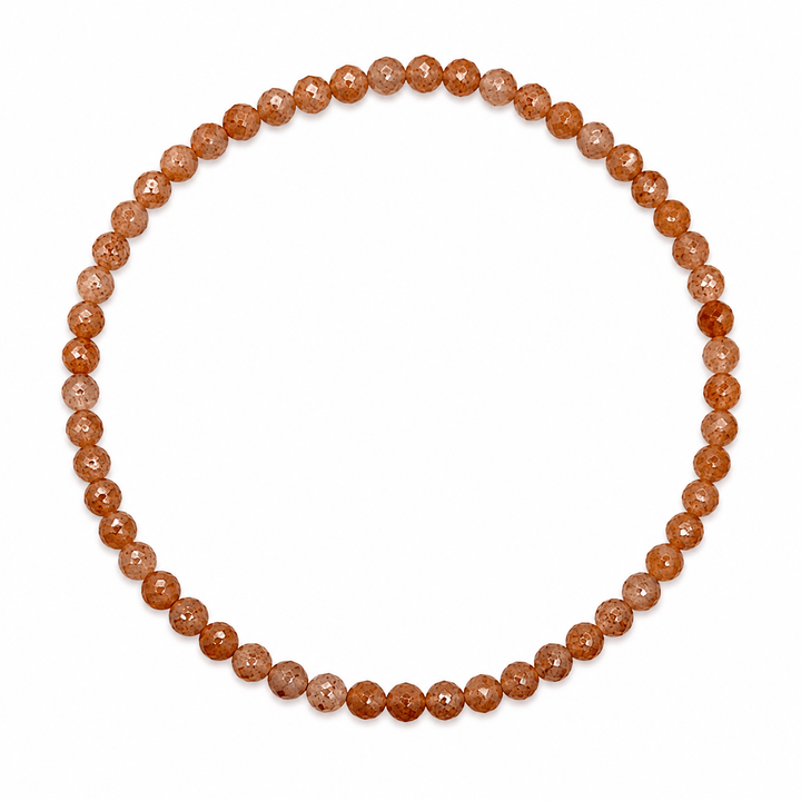 Mala Armband aus facettierten Sonnenstein-Perlen (Ø 3 mm) - Atelier Tibet
