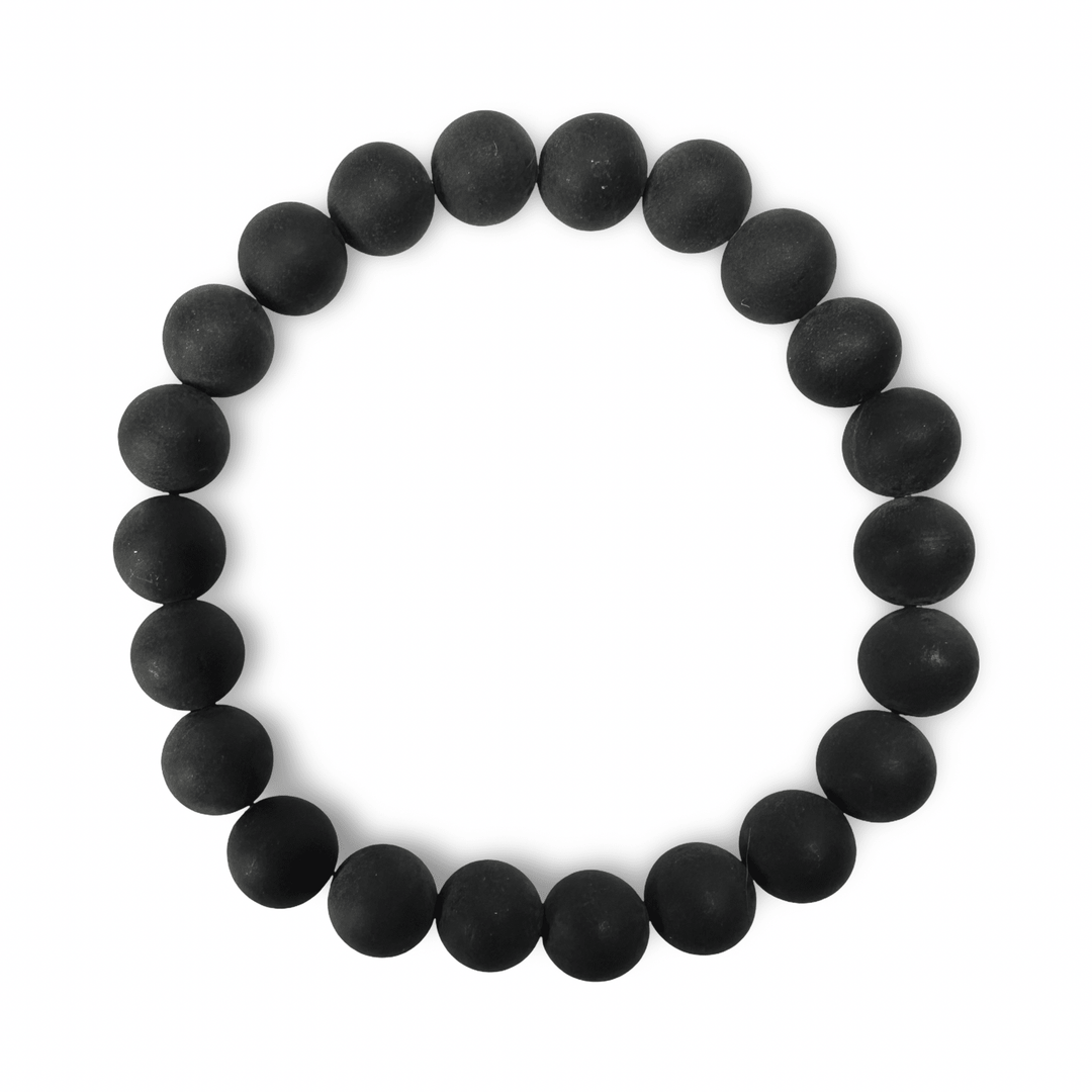 Mala - Armband aus grossen matten Onyx - Perlen - Atelier Tibet