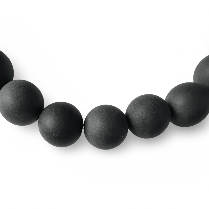 Mala - Armband aus grossen matten Onyx - Perlen - Atelier Tibet