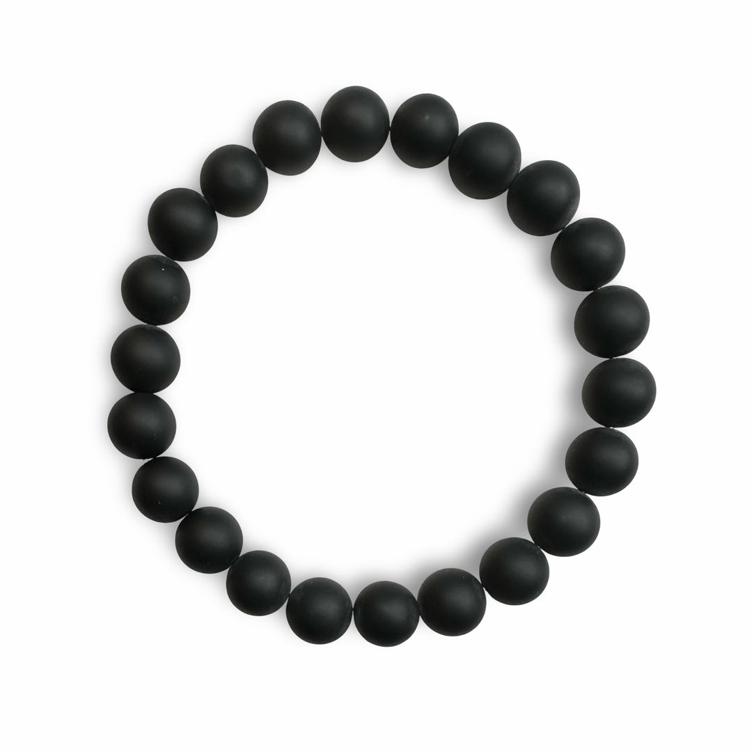 Mala - Armband aus grossen matten Onyx - Perlen - Atelier Tibet