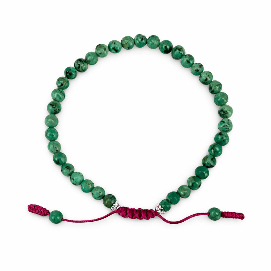 Mala - Armband aus Tibet - Türkis, mit magentafarbener Kordel - Atelier Tibet