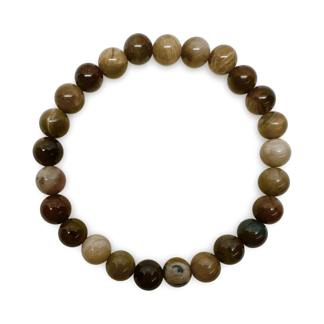 Mala Armband aus versteinertem Holz - Atelier Tibet