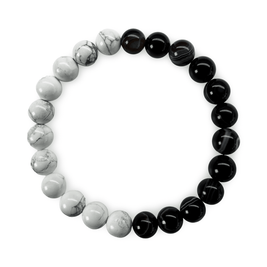 Mala-Armband Howlith und Achat - Atelier Tibet