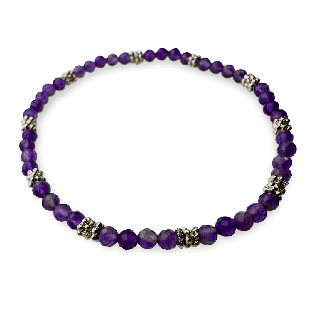 Mala - Armband mit Amethyst und Silber - Atelier Tibet